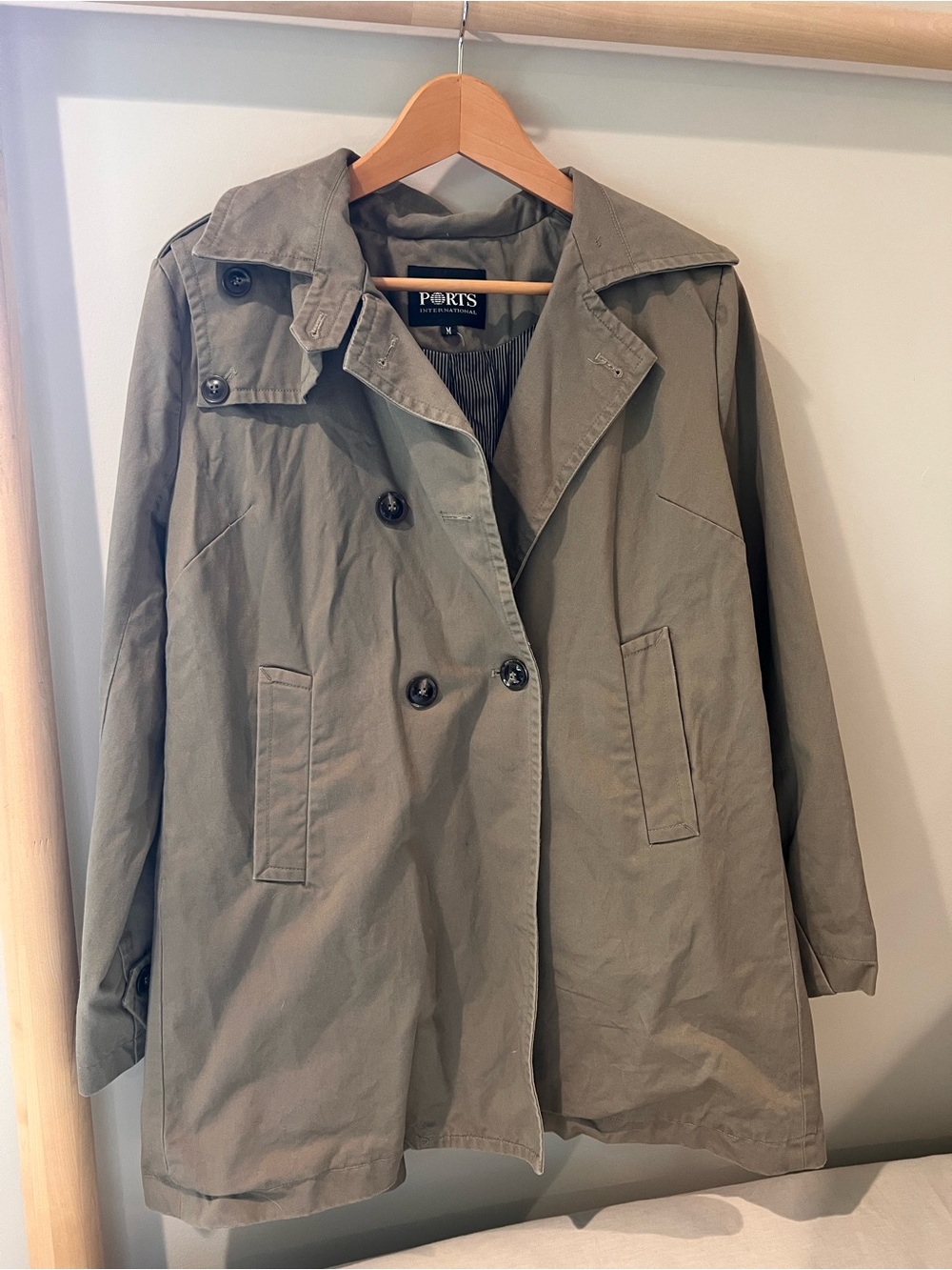 PORTS International vintage short classic trench coat jacket sz medium m